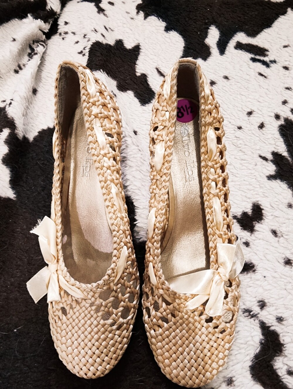 WOMEN'S 90'S/Y2K WICKER BOW HEELS - TAUPE